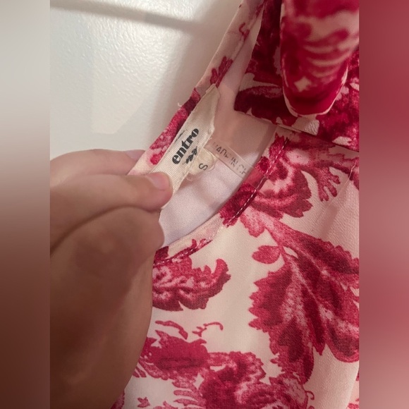 Entro Pink Faux Tie Shoulder Ruffle Tiered Maxi Dress Size Small - Picture 6 of 10